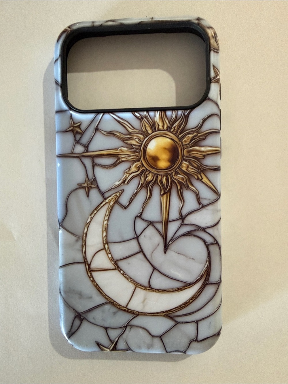White and Gold Celestial Moon & Sun Phone Case